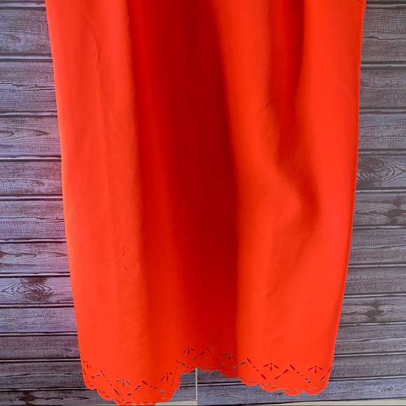 J Crew Bright Orange Laser Cut Shift Dress Size 6 - Picture 5 of 12